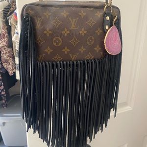 Louis Vuitton Brown and Black Fringe Bag